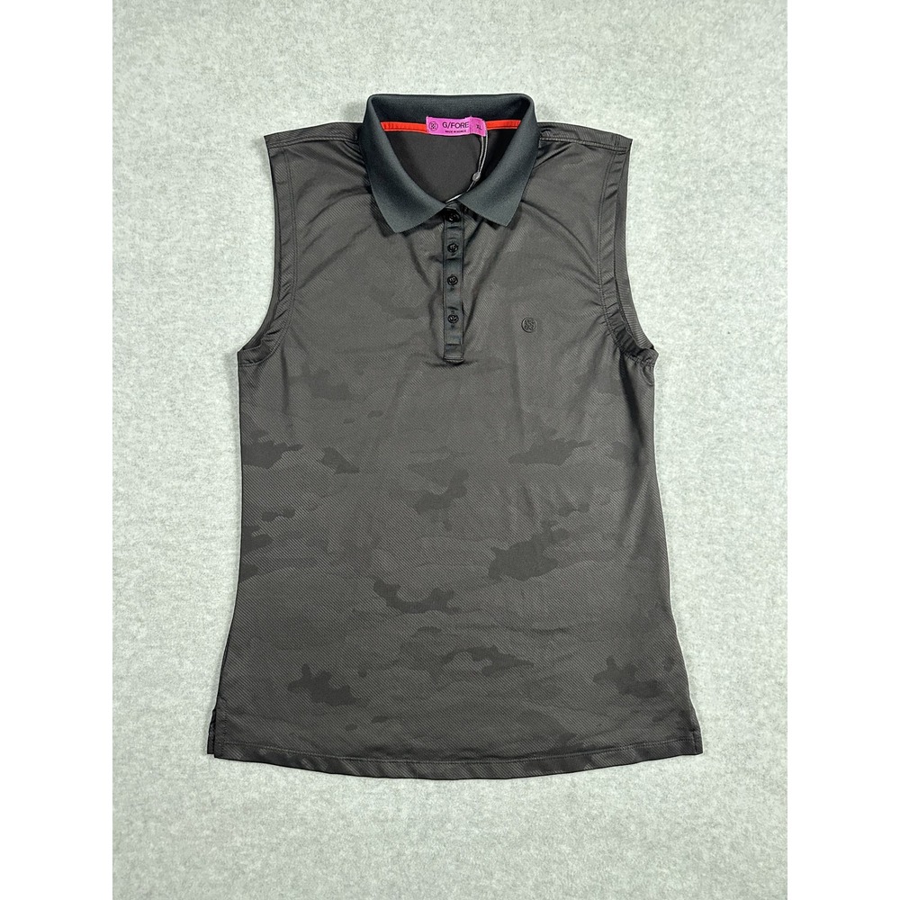 G/FORE Icon Camo Sleeveless Golf Polo Shirt XL Gray Black Performance G4LS19K02C